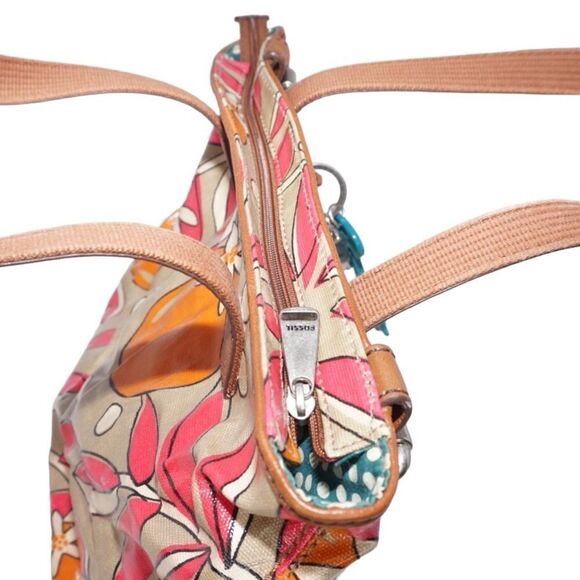 Fossil KeyPer Floral Coated Canvas Shoulder Bag with Keychains - Picture 10 of 12